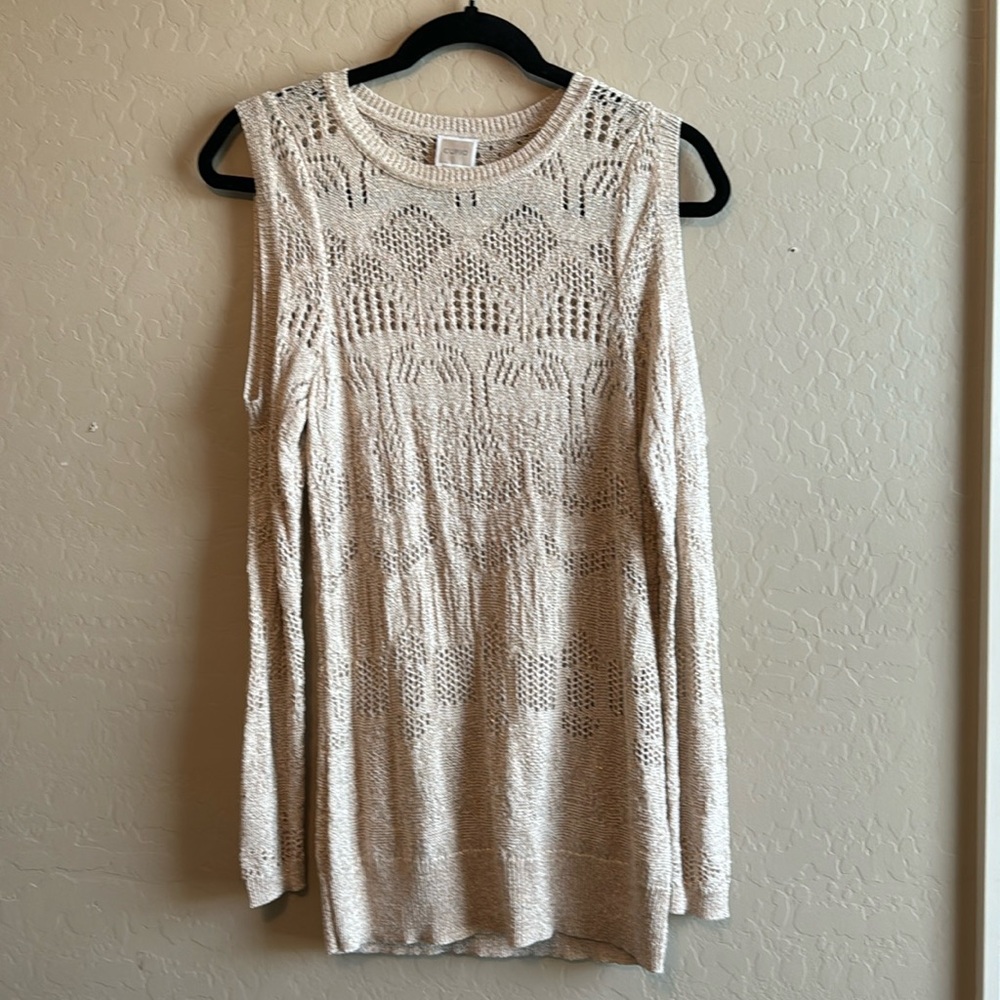 Cupio sweater beige with gold cold shoulder detail size M
